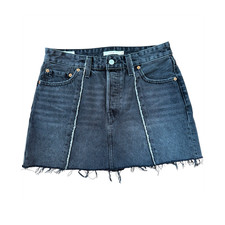 Levi s Women s Size 28 Dark Wash Denim Mini Skirt Raw Hem Distressed