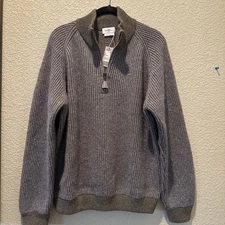 Avon Celli Cashmere Made In Italy Mock Neck Zip Sweater Green Size 52/Large NWT