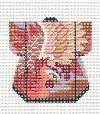 Phoenix Bird Petite Japanese Kimono handpainted Needlepoint Canvas Ornament LEE