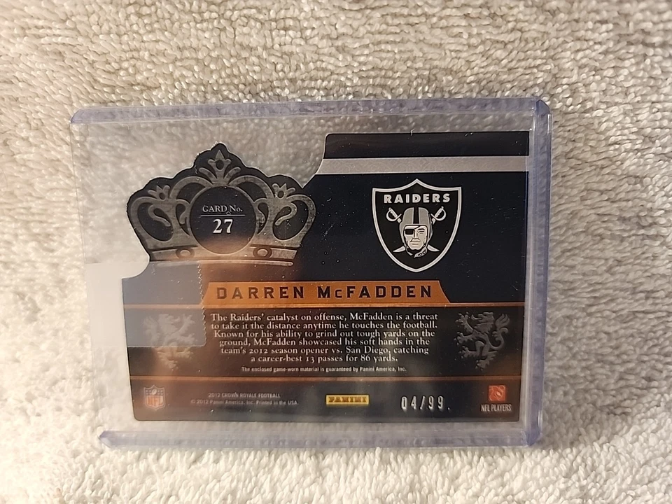 2012 Crown Royale Darren McFadden Patch Card 04/99 - Image 2 of 2