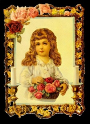 TWO VICTORIAN GIRL GERMAN DIE CUT SCRAP PAPER DIE CUTS OBLATEN LITHOS SCRAPS