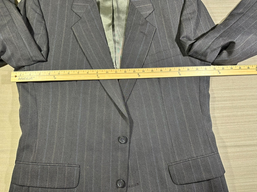 Hunting Horn 2 Piece Suit and Pants Mens 42L 32X31.5 Black Stripe Vintage #1086 - Picture 7 of 22