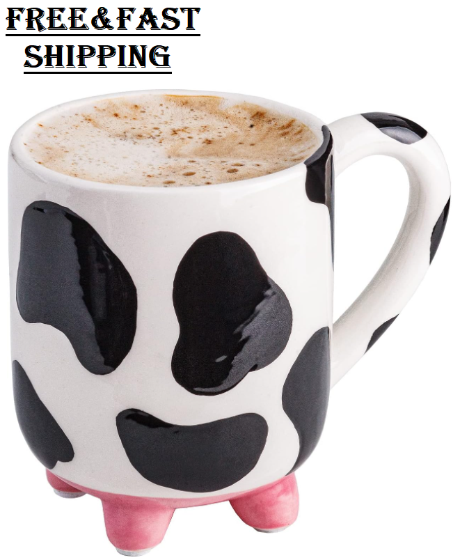 15oz Ceramic Cow Mug with Udders and Cow Print Design