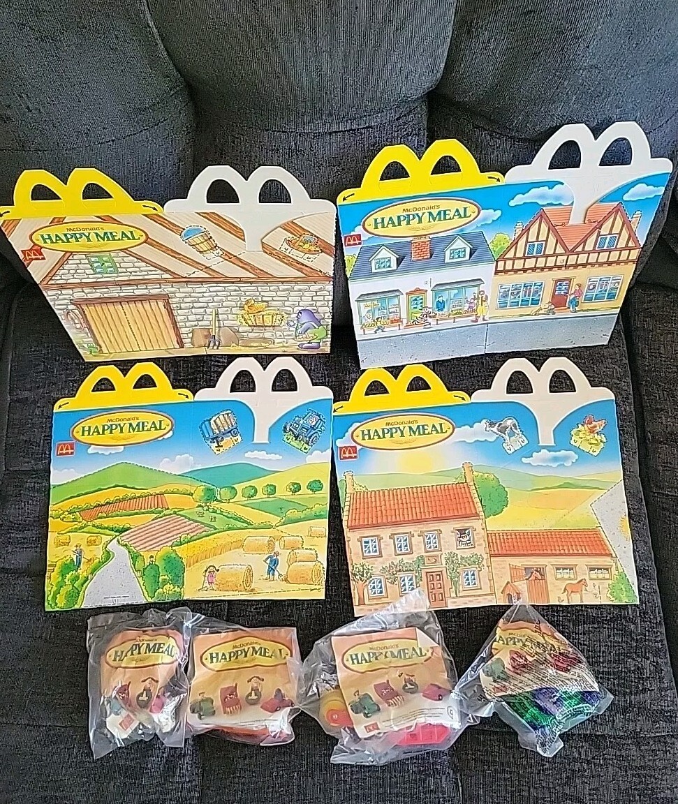 1995 McDonalds McFarm England Happy Meal Toys Complete Set Of 4
