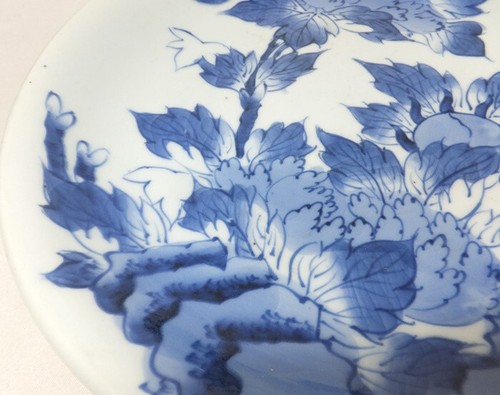 F1223: REAL Japanese OLD IMARI blue-and-white porcelain BIG plate with foo dog - Picture 5 of 13