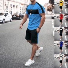 Men's Outfit Short Sleeve T Shirts  Shorts Set 2-Piece Set Sweatsuit Summer NEW