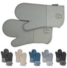 Heat Resistant Thick Soft Quilted Lining Kitchen Oven Glove Mitts With Silicone