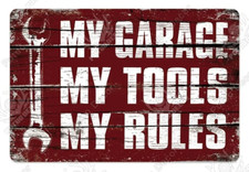 My Garage My Tools My Rules Metal Tin Sign Garage Man Cave Wall Decoration