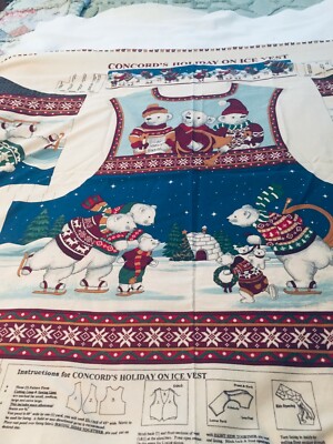 Concord's Holiday on Ice printed  cotton vest panel-adult sizes S,M,L,XL