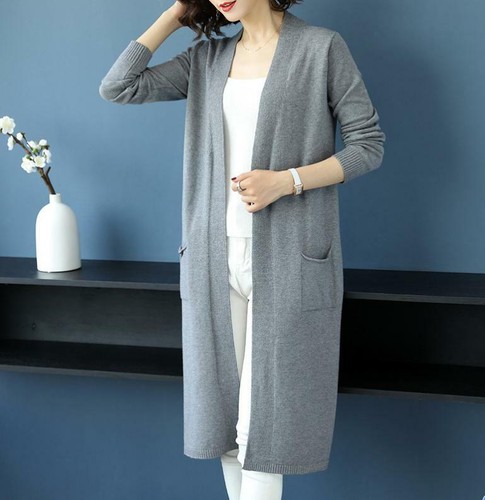 Cardigan maglione donna maglia cashmere elasticizzato ampio manica lunga cappotto - Foto 20 di 26