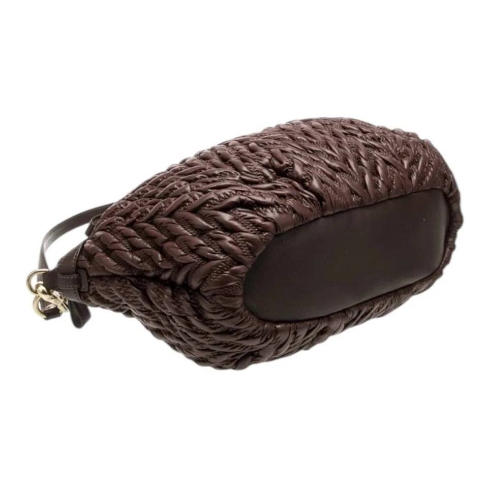 COACH 复古 Madison Lindsay 棕色绗缝尼龙二手状况完好 Puffer — 第 3/4 张图片