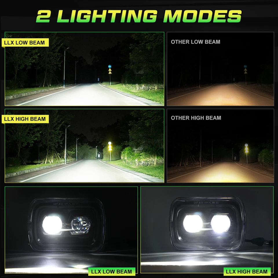 2 PIEZAS Faros LED de haz alto/bajo para Chevy Malibu 1978-81 El Camino 7x6" 5x7" pulgadas Foto 2 de 4