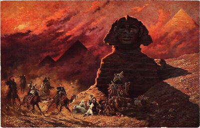 Old postcard AK Le Sphinx au Simoun EGYPT (1325344)