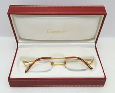 Occhiali da vista unisex Cartier rettangolari senza montatura ottici placcati oro giallo 18 kt
