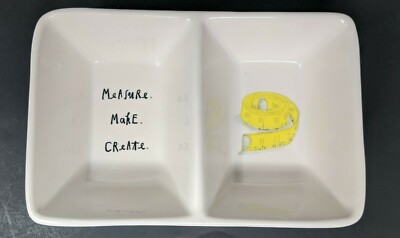 Rae Dunn Measure Make Create Divided Dish Farmhouse Sewing Craft Organizer 