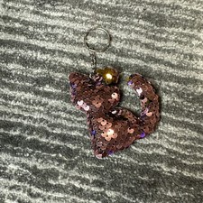 Cat Keychain Pink Sequins Kitty Keyring Kitten Gold Double Side Sequin Cute New