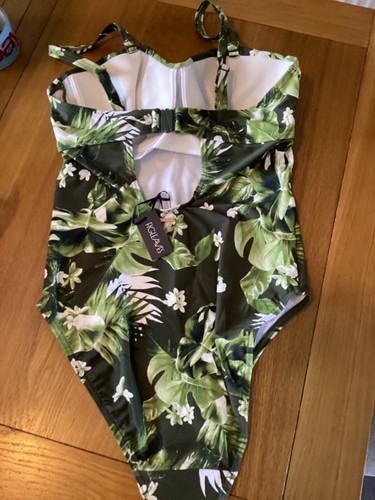Figleaves Green Argentina Palm Underwired Multiway Bandeau Swimsuit UK 32ff - Picture 7 of 11