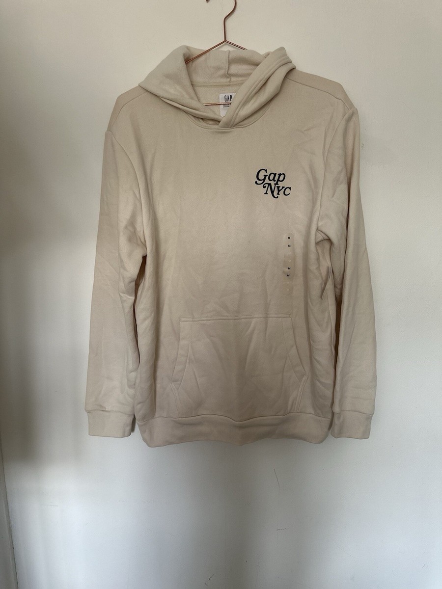 GAP NYC Mens Vintage Soft Crystal Blue Dusk/ Beige Pullover Hoodie