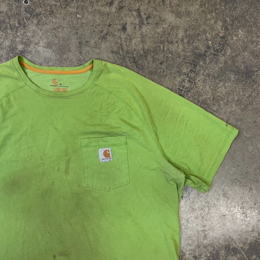 Carhartt TShirt Y2K Short Sleeve Pocket Workwear Tee, Green, Mens XL
