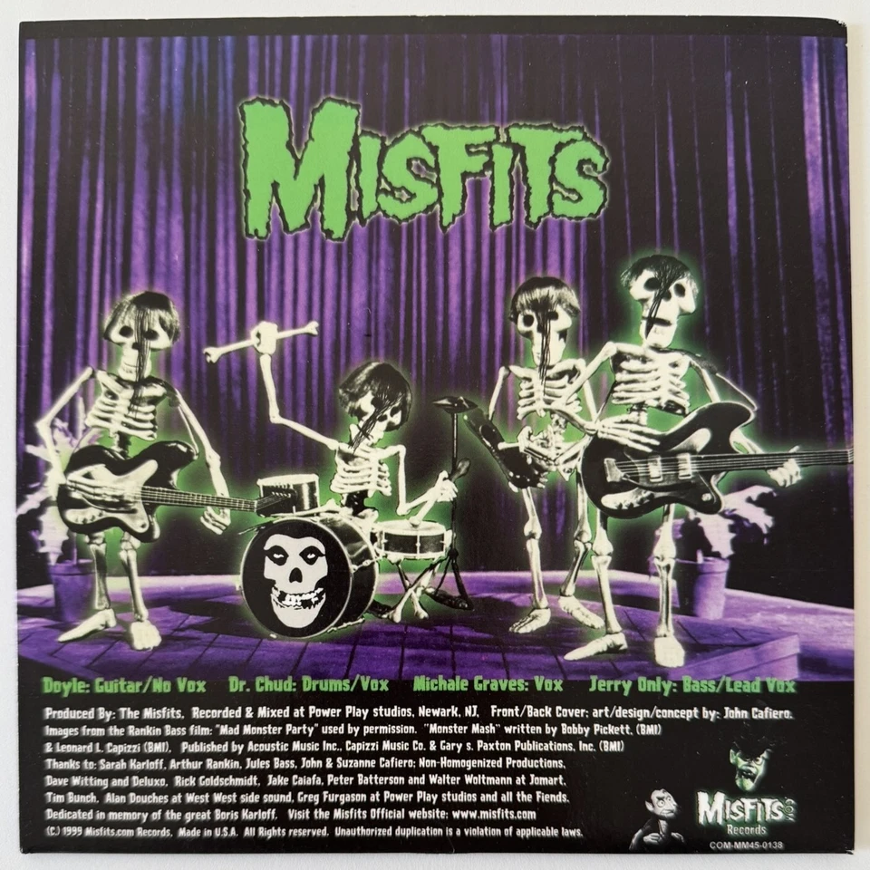 MISFITS MONSTER MASH GLOW IN THE DARK  VINYL 7” LIMITED EDITION 1000 ONLY DANZIG - Image 3 of 4