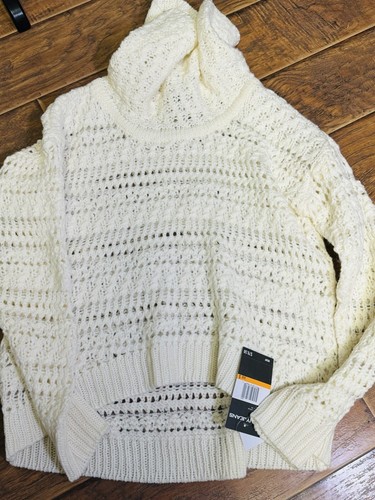 DKNY Blouse Cream Crochet, Cowl Neck Sweater Size Small - Picture 4 of 6
