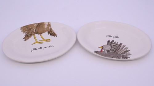 Rae Dunn Oval Dishes - Gobble Gobble, Gobble Till You Wobble-Set of 2 - Picture 3 of 9