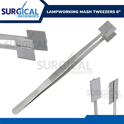 Lampworking Mash Tweezers 8'' With 3/4  Flat Square Pads Glass Work Bead Masher