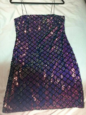 Kate Moss Topshop Iridescent Sequin Spaghetti Strap Dress Size 8 | eBay