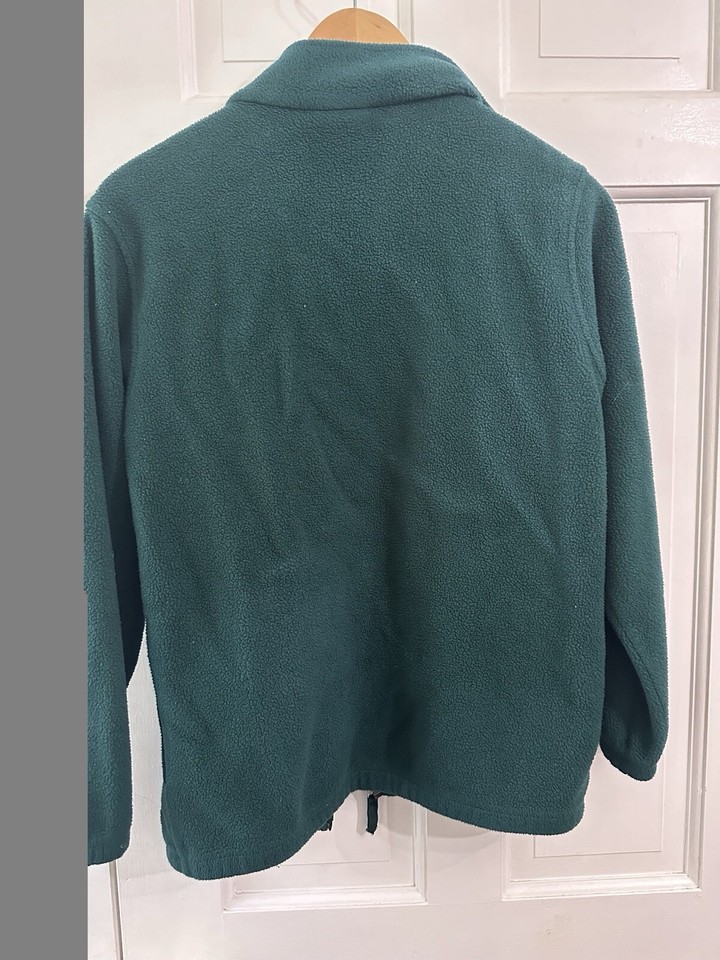 Land's End Fleece Jacket Hunter Green Women’s Sz L Full Zip Pockets