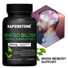 GINKGO BILOBA HERBAL SUPPLEMENTS 2000mg extract CAPSULES BRAIN &MEMORY BOOSTER