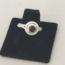 925 SILVER PLATED RHODIUM 2.25CT BLACK SAPPHIRE ENGAGEMENT RING ER1O1 SIZE 8