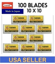 100 Feather Double Edge Razor Safety Blades Original Japan Made