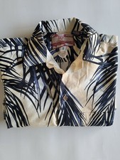 RJC Hawaiian Aloha Camp Button Up Shirt Blue White Sky Palm Tree Mens S excellnt