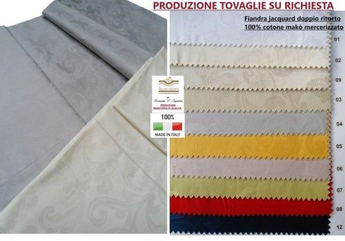 TOVAGLIA FIANDRA JACQUARD DOPPIO RITORTO CM. 180 X 270 CON 12 TOVAGLIOLI , perla - Picture 6 of 10