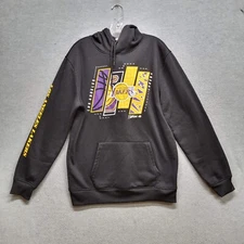 Los Angeles Lakers Men Hoodie Medium Black UNK Logo Fleece Pullover READ