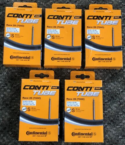 Lot of 5 NEW Continental Race 28 700c Inner Tubes Valve 80mm - FREE SHIPPING - Afbeelding 1 van 6