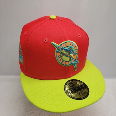 Florida Marlins MLB  1993 Inaugural Season Lava Highlighter Combo Hat Cap 7 1/8
