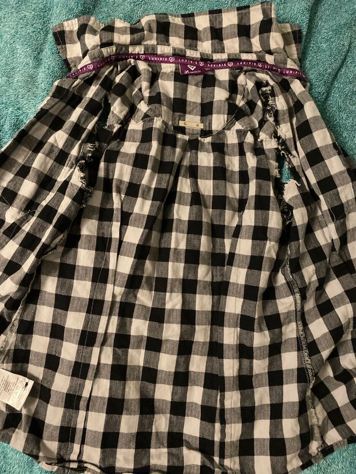 Luxurie Button-Up Black White Grey Checkered Vest - Image 2 of 2