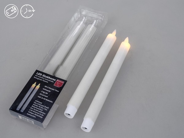2 -Er Set Formano Led-Stabkerze Mit Timer Aus Wachs Ca. 24 Cm Hoch 601490-image