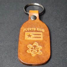 Llavero de Cuero Hecho a Mano Trabajado a Mano Bandera de Puerto Rico Taino Sol Llave Cara de Sol