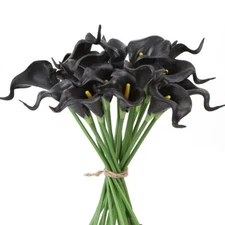 24pcs Black Calla Lily Flowers Artificial for Decorations Black Fake Flowers ...