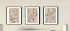 Set of 3 Line Drawing Modern Wall Prints Bedroom Room Home Wall Art A3 A4 A5