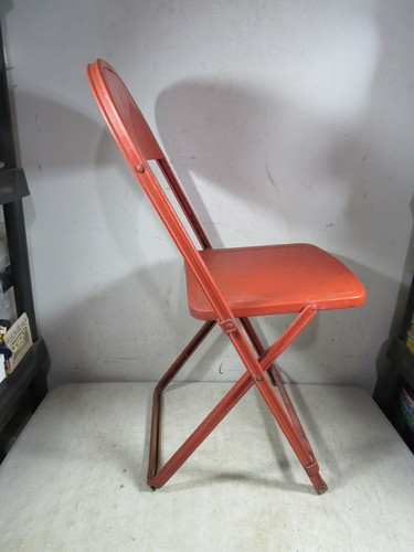 3 Vintage Pressed Steel Folding Chairs Metal Mid Century - Picture 4 of 11