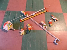 Irmi Baby Crib Nursery Wooden Mobile Circus Animals People Wind up Musical Vtg