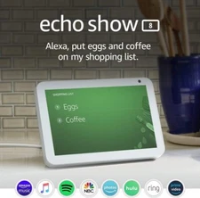 New Amazon Echo Show 8 with Alexa - 8" HD smart display - Sandstone (White)