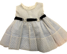 VTG Love Dress Girls Size 18 Mos Light Blue Floral 1950s Belted Lined Skirt