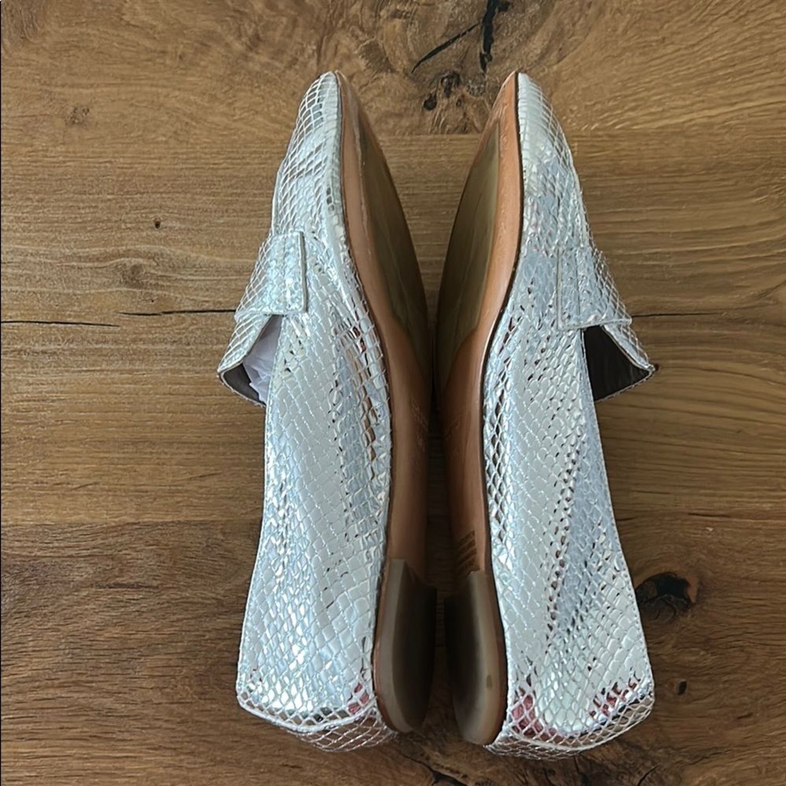 AGL Silver Softy Pointy Toe Moccasin Loafers Size 40.5 | US 10.5 Reg. $370