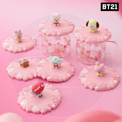 BTS BT21 Official Goods BABY SPRING FAIRY Glass Mug & Lid + Tracking Number