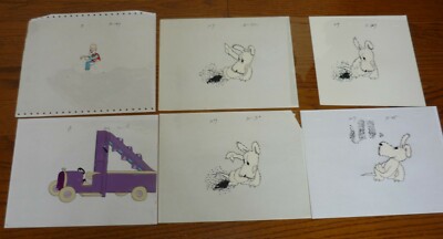 Lot of 6 Vintage Original Production animation cels, 1940s? Warner Brothers?