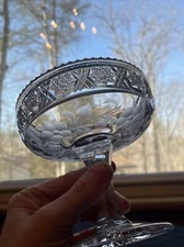 ABP Tuthill Rosacea American Cut Glass Mini Salesman 4 5/8”  Compote Floral